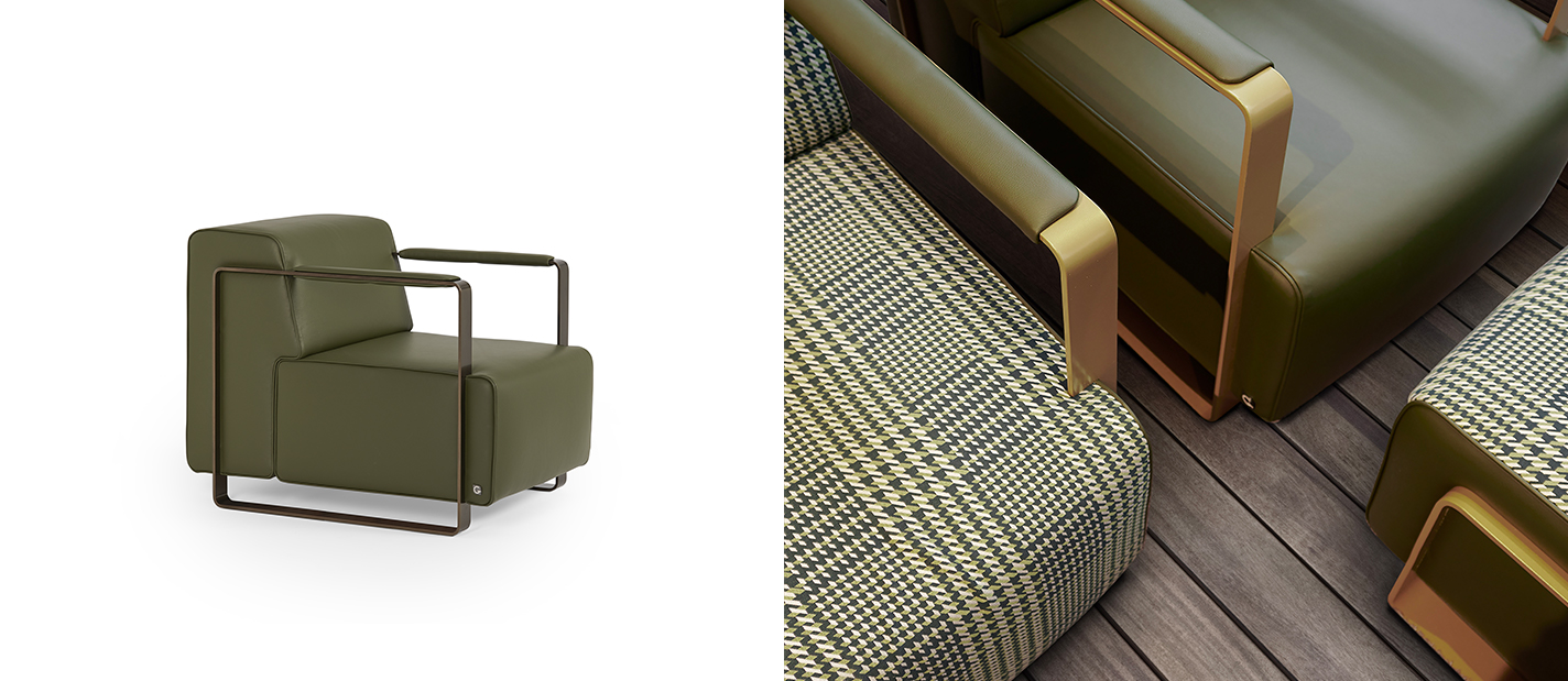 Designové křeslo John v kombinaci látka a kůže